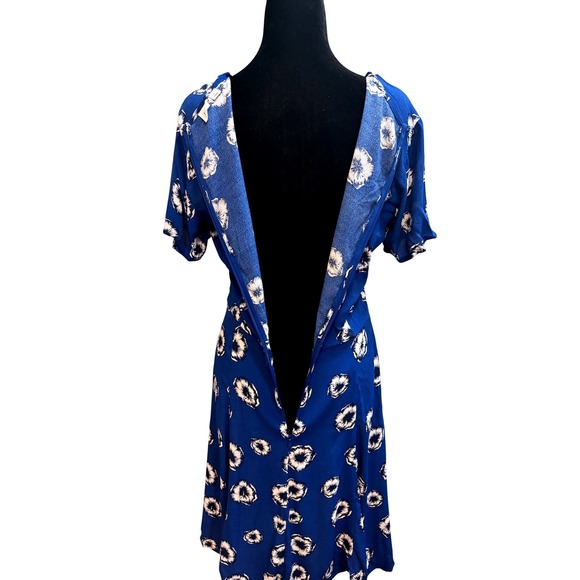 COPY-Gap Blue Floral Short Sleeve V Neck Dress‎ Womens Size 4 NWOT - Picture 5 of 9
